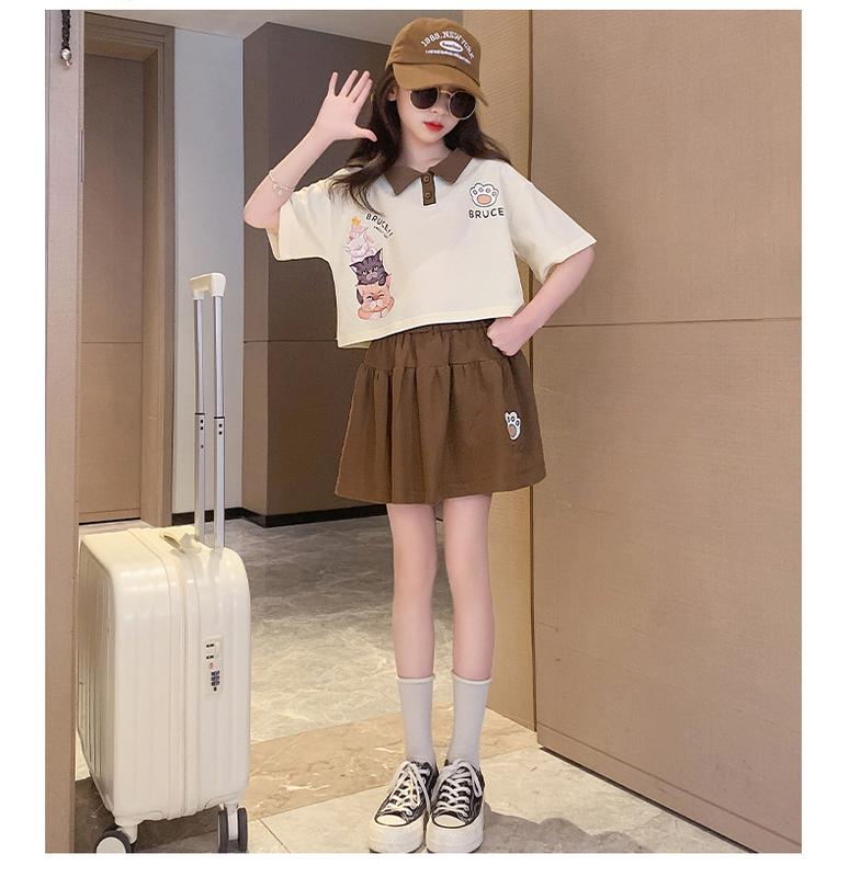 SET VÁY + ÁO polo cổ bẻ siêu xinh cho bé gái size 15-45 KG 3