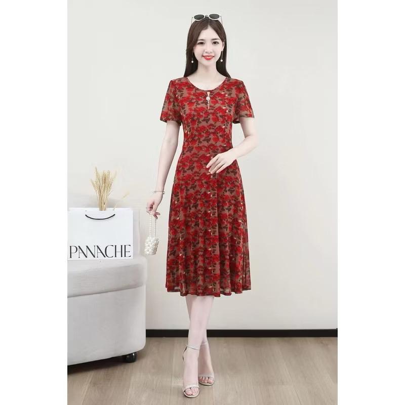 Product Introduction of Đầm trung niên AD1040, váy trung niên cho mẹ dự tiệc cao cấp chất vải  thun lạnh 3D đẹp nhẹ, mịn mát co giãn 4 chiều 19