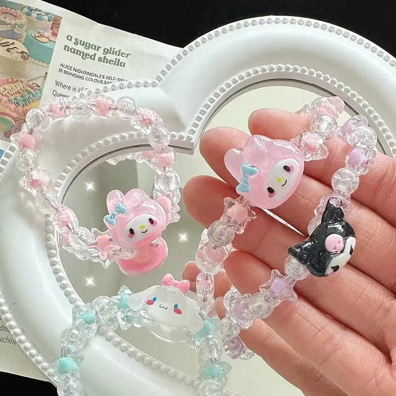 Vòng Tay Cặp Đôi Pha Lê Sanrio Ngọt Ngào, Thiết Kế Hoạt Hình O8Q1, Bao Gồm Vòng Tay Yugui Chó Kulomi, Giá Thấp Nhất, Vòng Tay, V4U0 4