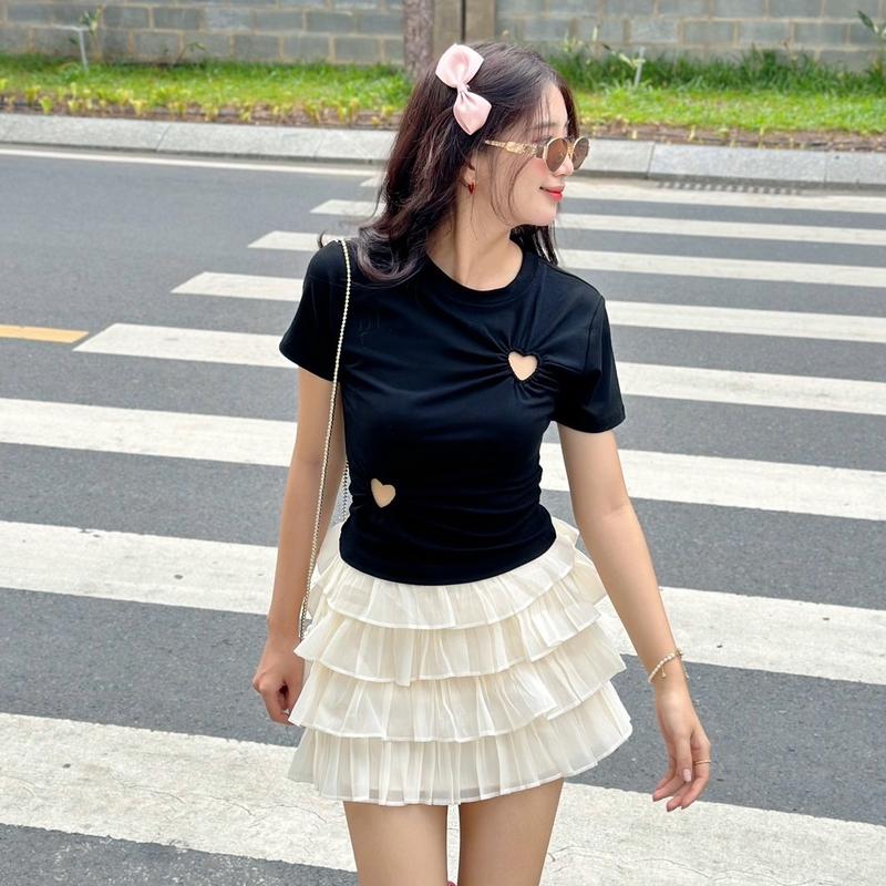 Áo thun tay ngắn khoen trái tim 3