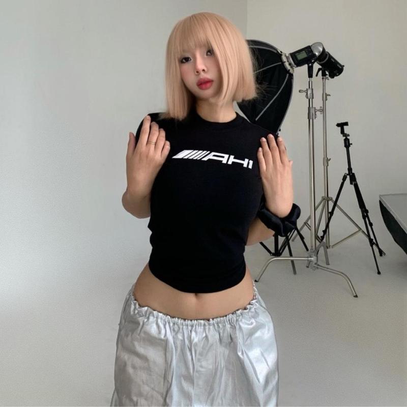 Áo Thun Baby Tee  PINKSTORE29 Cổ Tròn In Chữ AH1 Đơn Giản A5812