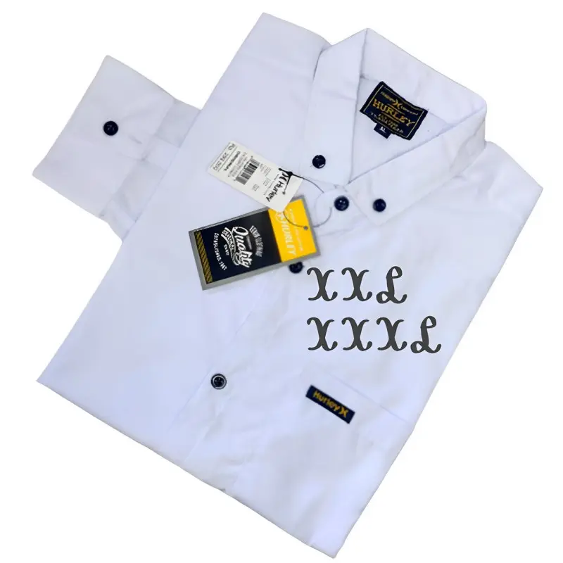 Kemeja Cowo Jumbo Tangan Panjang Katun Poplin Oxford Distro Hem Pria Kerah Putih