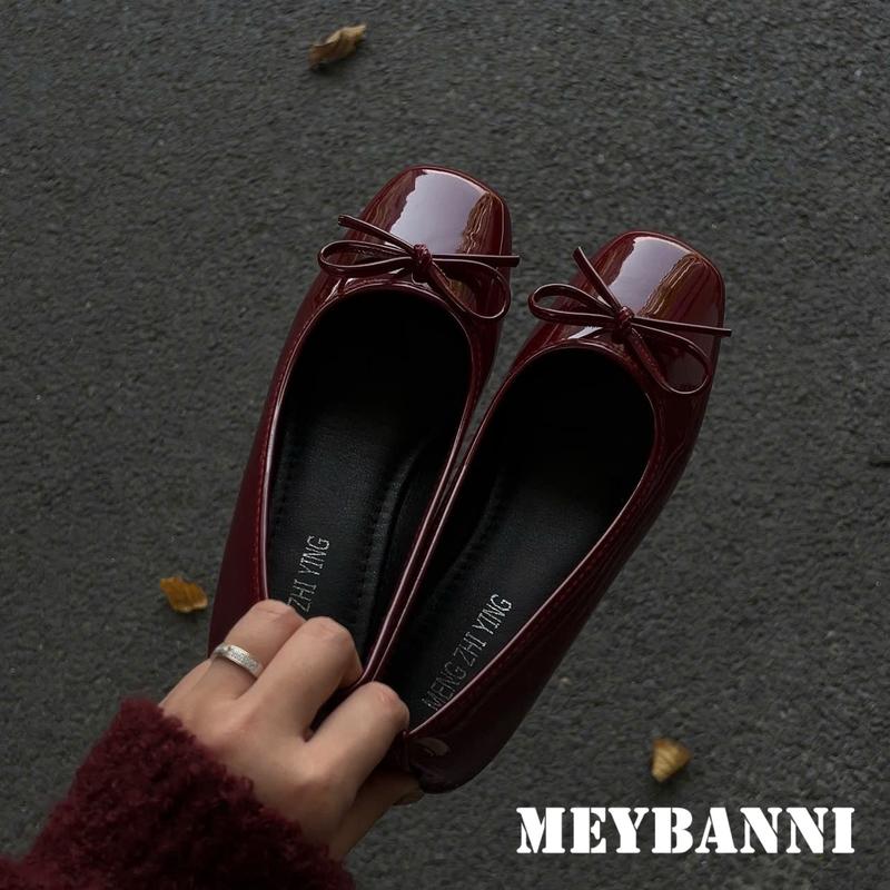 C28 - GIÀY BÚP BÊ MŨI VUÔNG MEYBANNI ĐẾ DẺO DA MỀM GẮN NƠ SIÊU CUTE