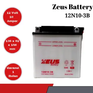 Aki basah 12N10-3B-A 10 Amper motor vespa , thunder 250 , viar roda 3 Accessories lampu aki  viar Motorcycle