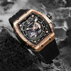 Evans Jayden Jam Tangan Pria 9611 Rubber Automatic Movement Silicon Kaca Sapphire Chronograph Water Resistant 5ATM