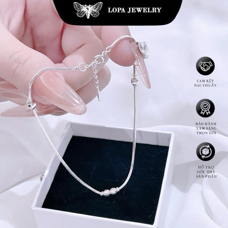 KÈM HỘP Lắc chân tay bạc nữ SK456 LoPa lắc mì bi dáng trơn điệu đà ,sang chảnh thanh lịch đi biển