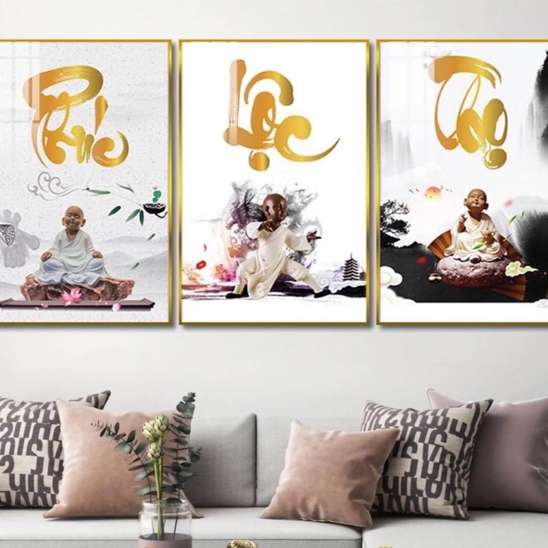 Tranh tráng gương PHÚC LỘC THỌ ( nhiều mẫu) trang trí nhà cửa . Tặng kèm Đinh treo không cần khoan tường