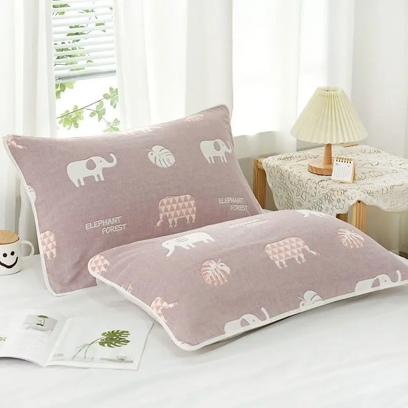Vỏ Gối, Cỡ Người Lớn 50-80, Được Làm Bằng Gạc Sáu Lớp, Được Làm Bằng Cotton Nguyên Chất, Thân Thiện Với Làn Da, Mềm Mại Và Thoáng Khí, Thấm Hút Mồ Hôi, Không Xơ Vải