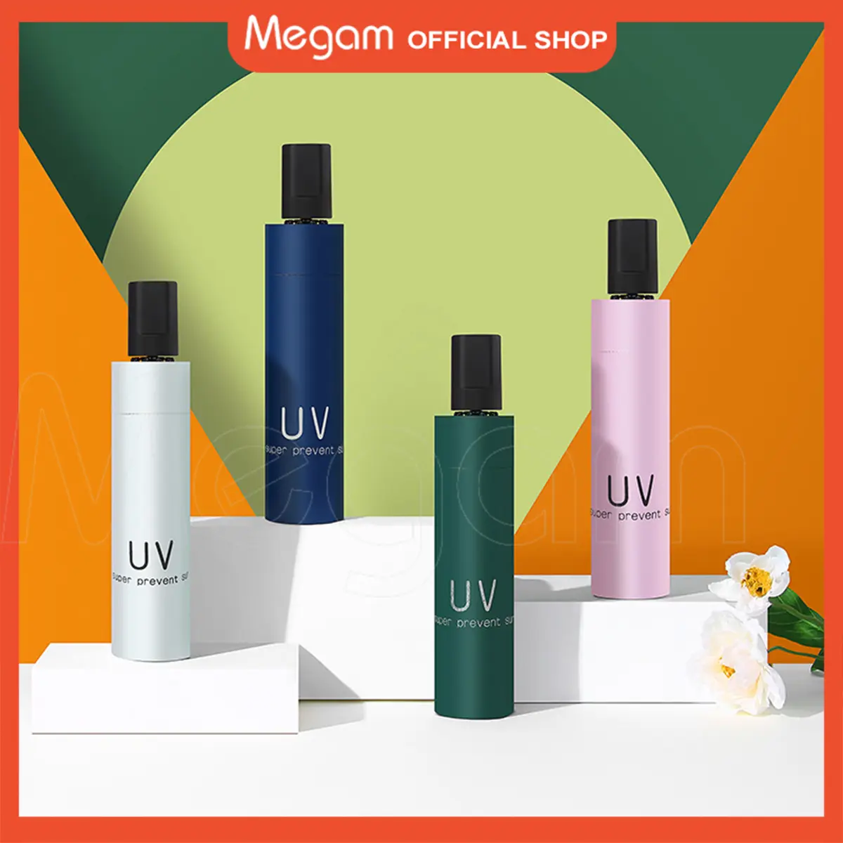 Megam Payung Lipat Portabel Traveling Anti UV Protection Payung Aestectic Lucu Korea Style Banyak Varian Warna Payung Lipat Kartun Payung Tabir Surya Payung Hujan HPY106