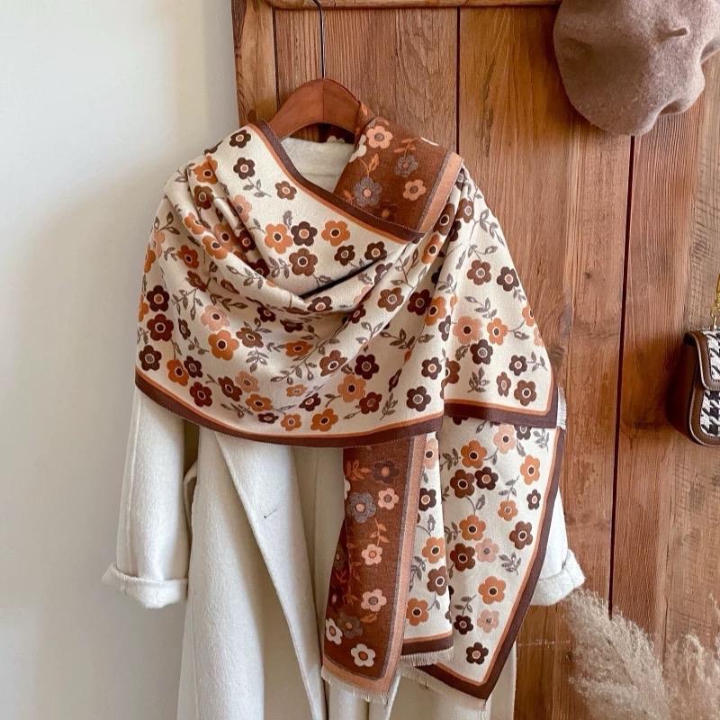  khăn choàng hoa nhỏ mùa đông 2024Quàng Cổ Women Nữ Hoa Tai Choàng Cổ khăn buộc áo 68x190cm khăn  quang 