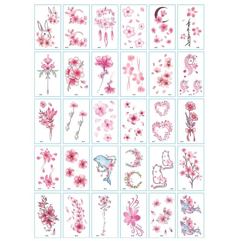 Product Introduction of 【 Set Of 30 Sheets 】 Tattoo Butterfly Pattern Floral Tattoo With A Lot Of Stripes To Choose From Color  Tattoo Sticker Paper Men's And Women's Tattoos 13