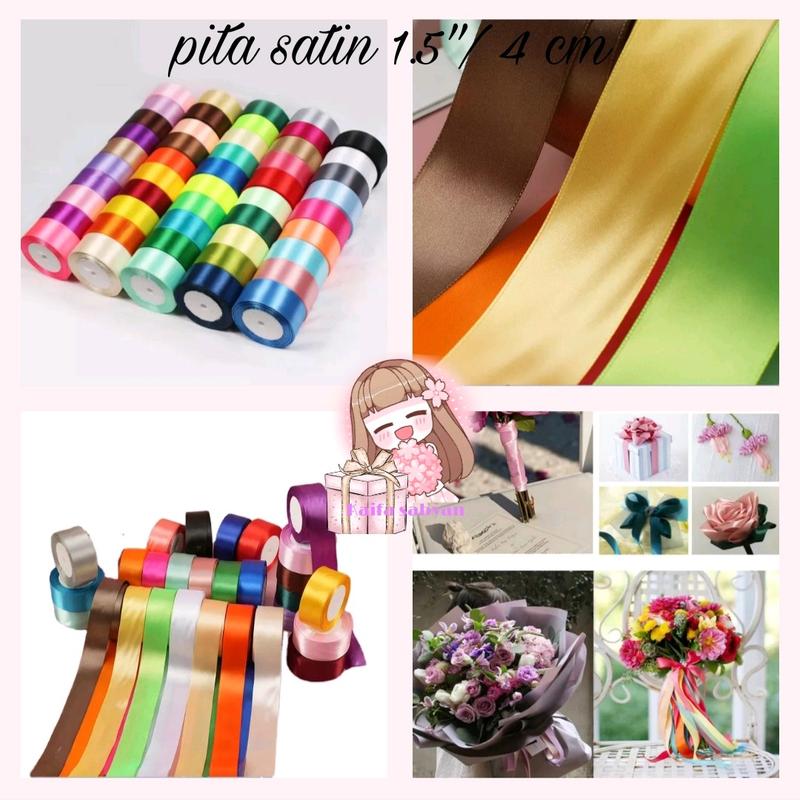 PITA SATIN POLOS 1.5 INCH / 4 CM PITA KADO 1 1/2 INCH SOUVENIR HIASAN KADO 1 ROLL 0