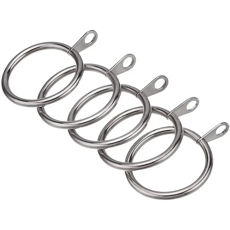 Vòng rèm kim loại, 40 chiếc, cho rèm và cực, vòng mắt xích trượt treo, đường kính trong 32mm, màu bạc 0