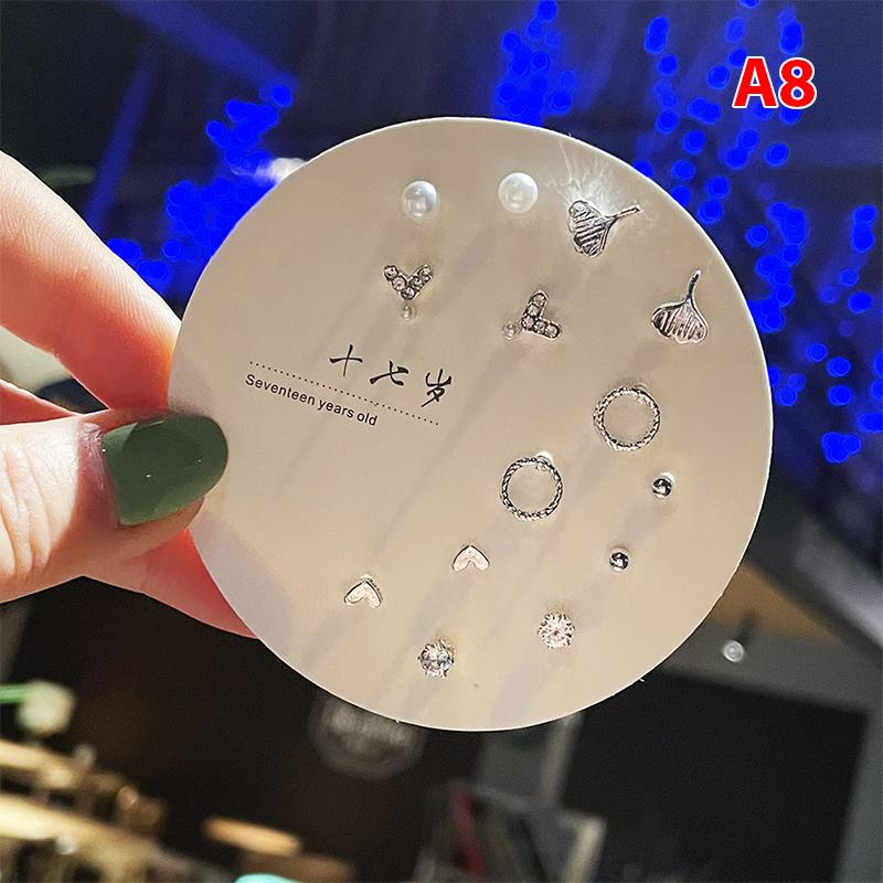 Product Introduction of Bộ Bông Tai Nữ Họa Tiết Nhỏ Thời Trang Hàn Quốc, 7 Đôi, Nhiều Đôi Bông Tai Đinh tán Hình Bướm Dễ Thương Hoa Hoa Tai Women Khuyên Tai 30