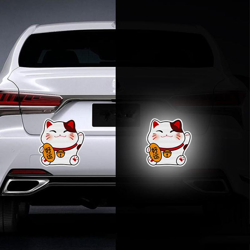 Lucky Cat Auto Exterior Universal Safety Warning Mark Reflective Tape Motorcycle Bike Reflective Car Stickers 1