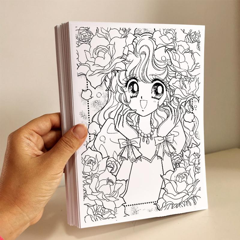 Tranh tô màu A5 180gsm công chúa, người đẹp, dùng được bút dạ màu nước, bút lông, sáp dầu, chì màu, phong cách truyện tranh Nhật Bản, giấy chất lượng cao, in sẳn tranh, thích hợp vẽ anime nhiều loại chất liệu, cho bé gái