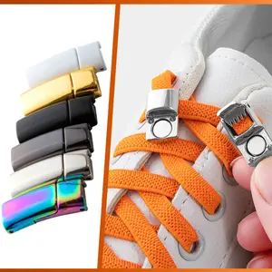 BISA COD 6411 Tali Sepatu Elastis Magnet Sholace With Push Button Buckle Lock Sistem Praktis Shoe