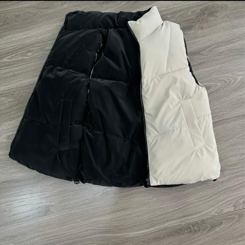 ÁO PHAO JILE MẶC HAI MẶT VỚI 2 GAM MÀU SANG CHẢNH Mùa đông siêu ấm  Kem Shirt Menswear Nhung Cổ Cao 3