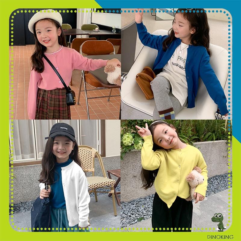  Áo cadigan cho bé gái DINOKING Áo khoác len cardigan trẻ em mùa thu đông phong cách Hàn Quốc 2 - 8 tuổi AL04 