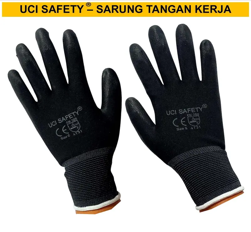 Sarung Tangan Multi Purpose Kerja Uci Safety Safety Gloves Static Motor otomotif Coating Karet Packing Statis Multitask Palmfit Proyek Satpam Anti Slip Industri Pabrik Polyurethane 8