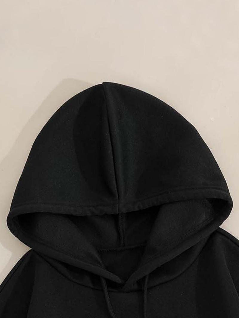 Product Introduction of Plus Size Cartoon Cow & Letter Print Drop Shoulder Hoodie, Fashion Casual Drawstring Pocket Hooded Sweatshirt for Daily Holiday Outdoor Wear, Women Plus Clothing for Fall & Winter 3