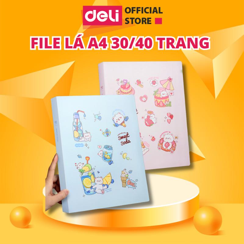 File Tài Liệu File Lá Học Sinh DELI Đa Năng A4 Bìa Kẹp Lá Tệp Đựng Tài Liệu Đựng 30 40 Lá Màu Pastel