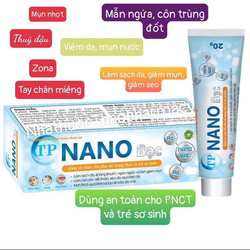 Gel Nano bạc giảm mụn đỏ viêm mụn li ti Làm Đẹp Da tái tạo da ngăn ngừa sẹo giảm thâm sau mụn,giảm mẫn ngứa zona,thuỷ đậu tay chân miệng....