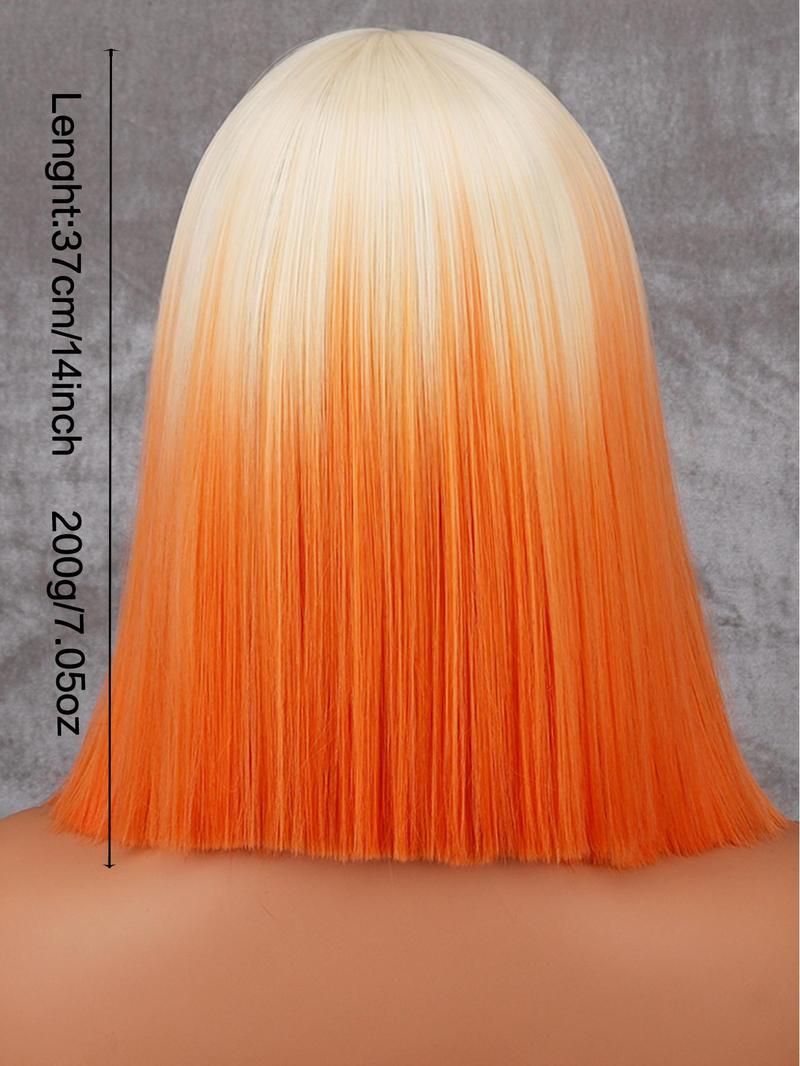 Product Introduction of Women's 14 Inch Short Stright Bob Wig without Bangs, Mixed Color Wigs for Daily, Cosplay, Anime or Costume Party, Striking Natural Fluffy Hair Wigs without Bangs for Daily & Party Hairstyle Decoration 4