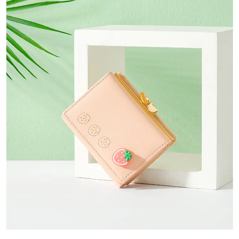 JIUFENG Dompet Lipat Bifold & Trifold Lucu Wanita Versi Korea Kartun PU Kreatif Dompet Koin Mini 1