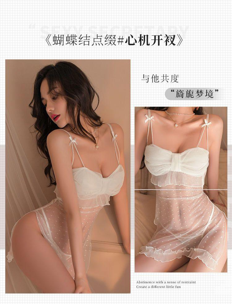 Product Introduction of Sexy Lingerie Sexy Push up Pajamas Small Breast Size Exaggerating Bra Temptation Suspender Skirt Uniform Passion See-through Hollow Clothes 12