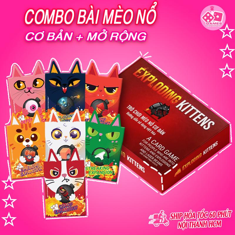 Combo bài Mèo Nổ - Full 7 Bản Mèo Nổ Mở Rộng (Tiếng Việt) - Exploding Kittens
