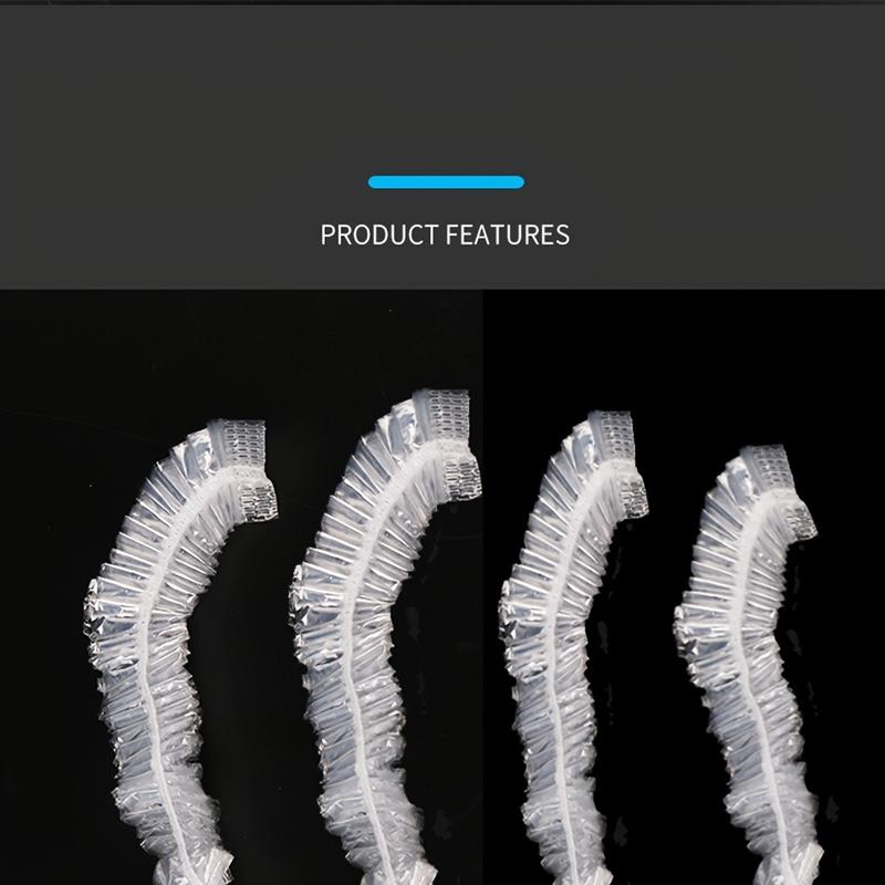 Product Introduction of 100pcs Disposable Shower Cap Waterproof, Bath Bonnet Thicken Plastic Head Cover For Home Hotel, Showering, Bathing, Hair Caps 0