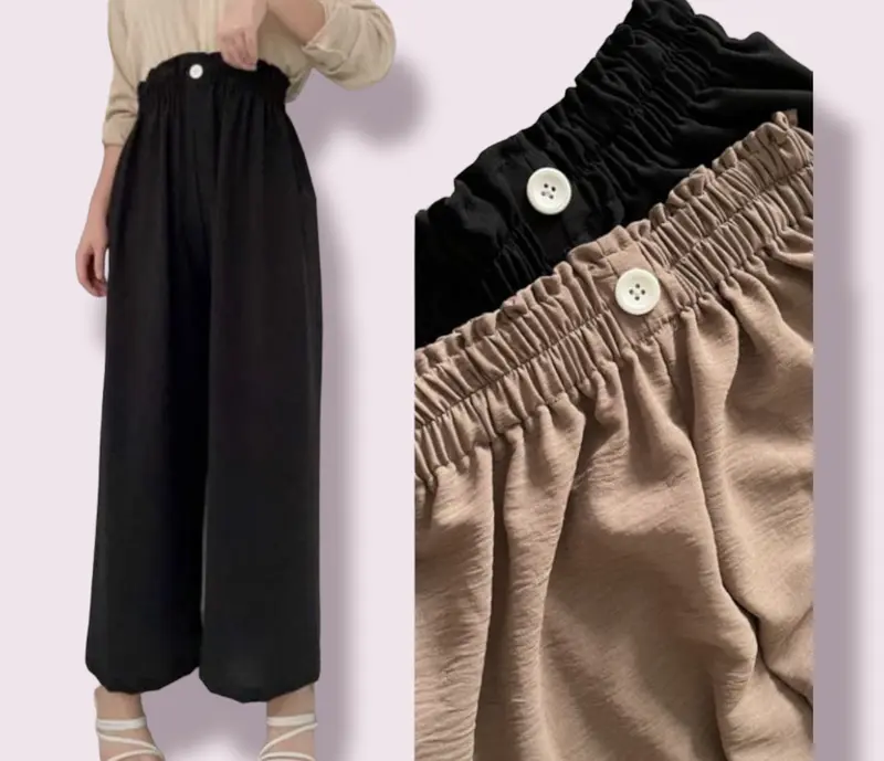 CELANA JUMBO WANITA KULOT CRINGKEL / CRINGKLE AIRFLOW PREMIUM / CELANA WANITA / CELANA KULOT KANCING / KULOT JUMBO / CELANA WANITA JUMBO Crinkle Panjang 6
