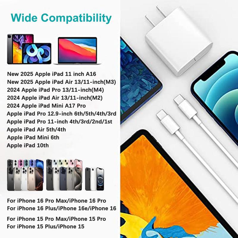 iPad Fast Charger,iPad Pro Charger,iPad Charger Fast Charging USB C Wall Chargers Block Plug Type C 6FT USB C to C Charging Cable Cord for iPad Pro 13/12.9/11 inch,iPad Air 5/4,iPad Mini 6/7th,iPad 10 1