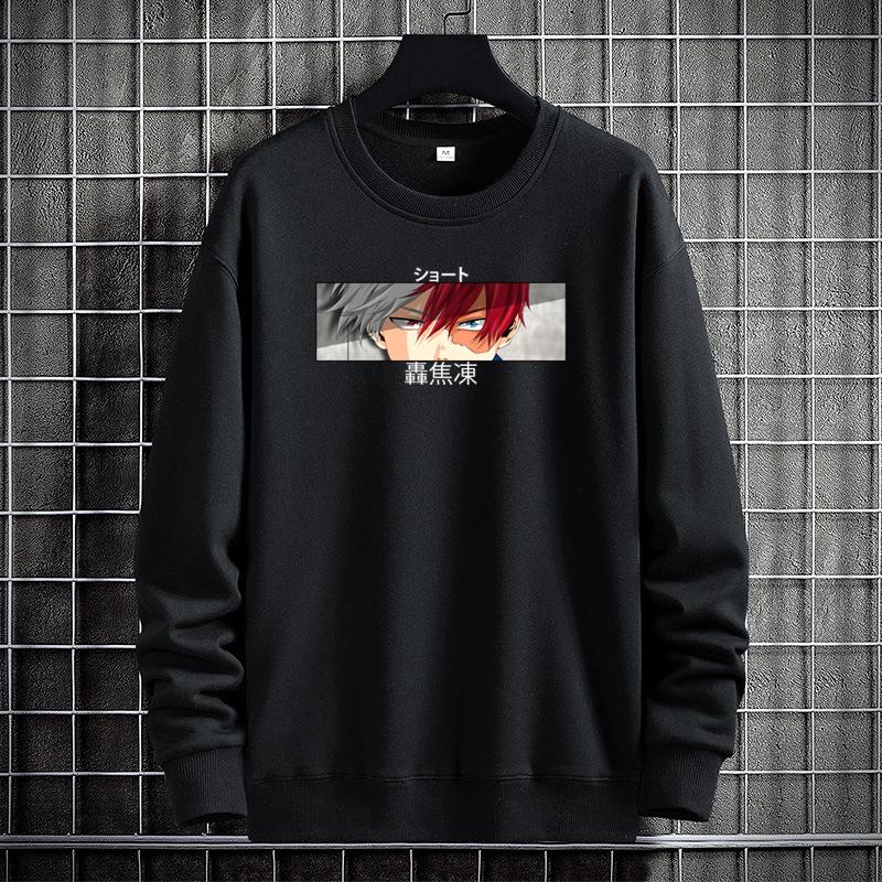 Sweater Oversize Crewneck Anime NVX02 Basic Pria/Wanita/Remaja/Dewasa Cowok Cewek Black Sweater 1