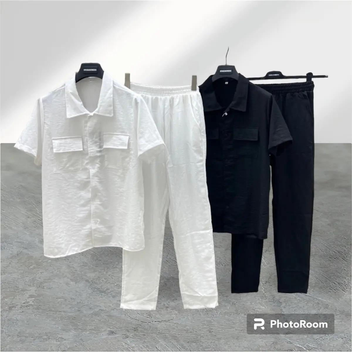 Bộ Đũi Áo Cộc- Quần Dài,2 Màu Trắng, Đen,Thể Thao,Trẻ Trung,Năng Động Nam Menswear