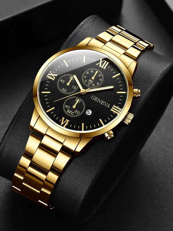 Men's Business Fashion Trendy Round Dial Quartz Watch, Fashion Watch for Party, Daily Clothing Decor, Trendy All-match & Exquisite Watch for Birthday Gift 3