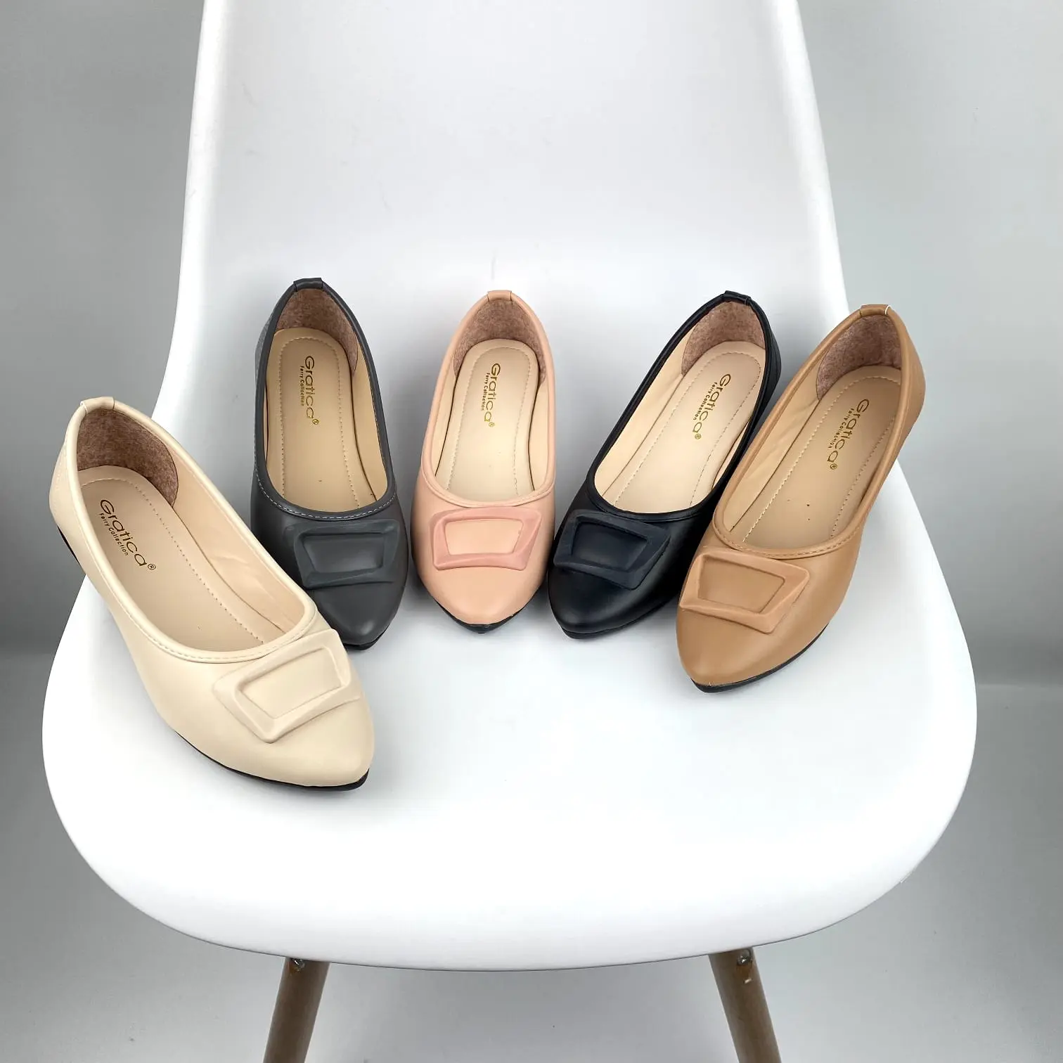 Gratica Sepatu Wanita Flat Shoes Lancip Monalisa AL 49 Karet  Hitam Kerja