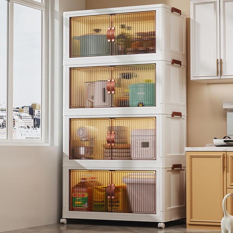 Tủ Nhựa Đa Năng Gấp Gọn Tiện Lợi Rộng 56cm, Tủ Để Đồ Có Bánh Xe Xoay 360 Độ, Cánh Cửa Hút Nam Châm kệ bếp tủ  đựng tunhua 5