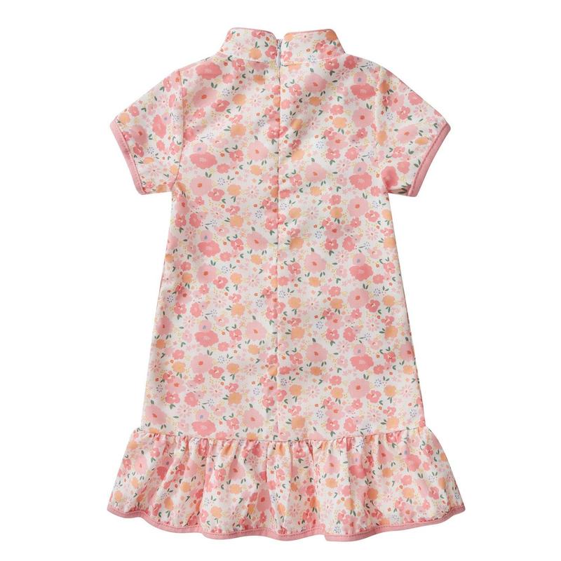 Product Introduction of Baby Girl Pink Floral Cheongsam Dress 0820X 14