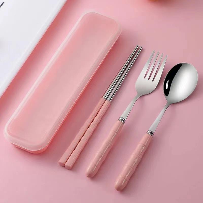 Bộ Đồ Ăn Cầm Tay Bộ Đũa, Thìa, Nĩa, Chất Liệu Thép Không Gỉ, Thích Hợp Cho Học Sinh Và Người Lớn, Lý Tưởng Cho Du Lịch, Căng Thẳng, Sử Dụng Tại Nhà 1