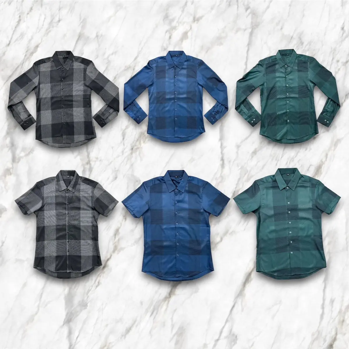 Áo sơ mi nam sọc caro, vải cotton mềm mịn co giãn nhẹ, phong cách Hàn Quốc basic, áo có cổ bẻ, áo có 10 biến thể Menswear Shirt Xanh Lá - Shopvietanhq9 - Tết