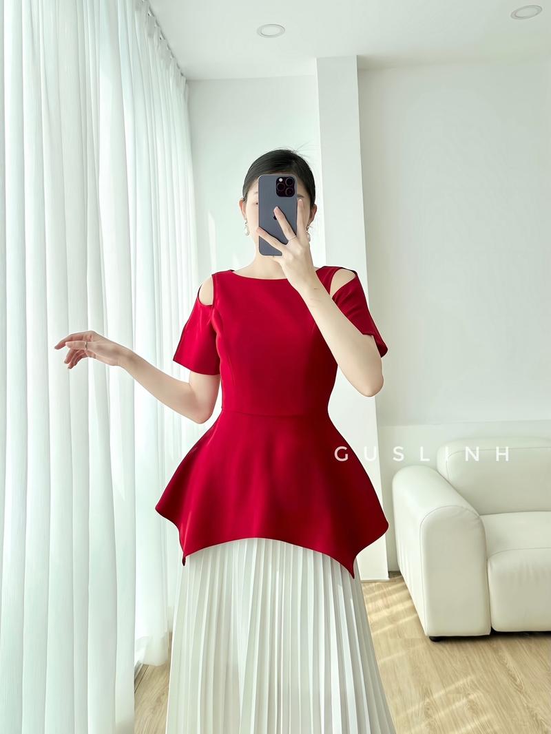 Product Introduction of Áo kiểu nữ tay ngắn khoét vai dáng peplum thanh lịch 2