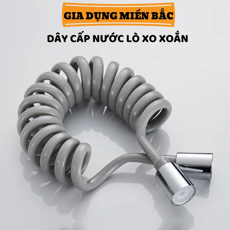 Dây sen, dây xịt ruột gà xoắn lò xo nhựa PU kéo dãn 1.5m dùng cho hệ thống vòi sen, vòi xịt vệ sinh 0