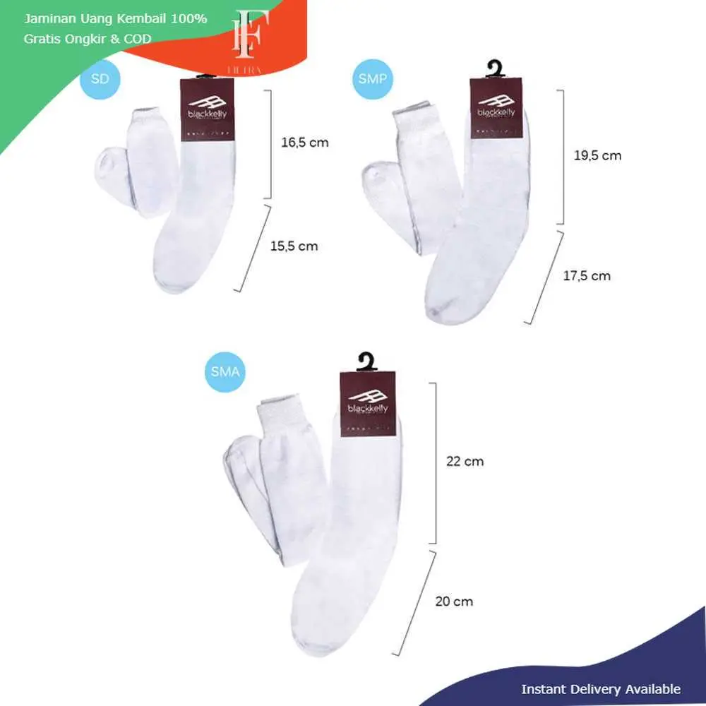 Kaos Kaki Sekolah Anak Cewek Putih Polos BCL 638 Fashion Sd