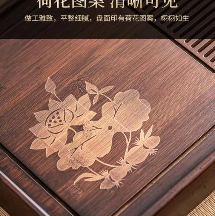 khay trà gỗ nguyên khối sai nhỏ 28x18x6 cm điêu khắc bông hồng trên mặt khay 4