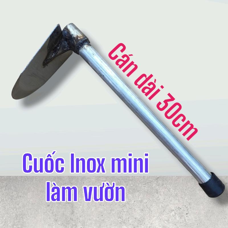 Cuốc inox mini làm vườn xới cỏ cán dài 30cm - Công cụ trồng trọt và chăm sóc vườn