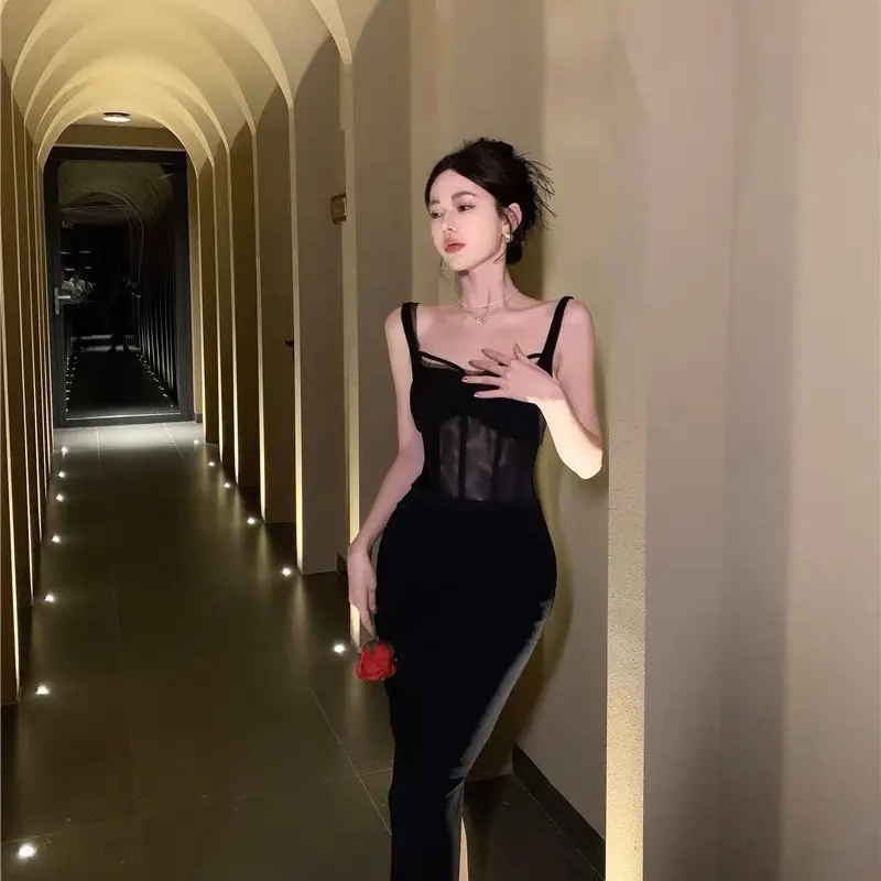 Váy dây đen đi tiệc Nữ Khuy Nữ Khuy 0
