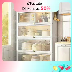 Homedoki Rak Piring Tertutup / Rak Dapur / Rak Susun Serbaguna / Lemari Piring / Rak Penyimpanan Multi-layer Dengan Roda Pintu Homedoki Rak Piring Tertutup / Rak Dapur / Rak Susun Serbaguna / Lemari Piring / Rak Penyimpanan Multi-layer Dengan Roda Pintu