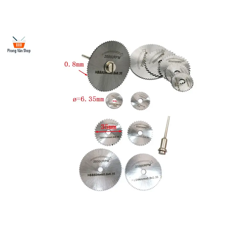 Bộ 5 lưỡi cưa cắt + kẹp lưỡi - trục 6mm 3.2mm 4